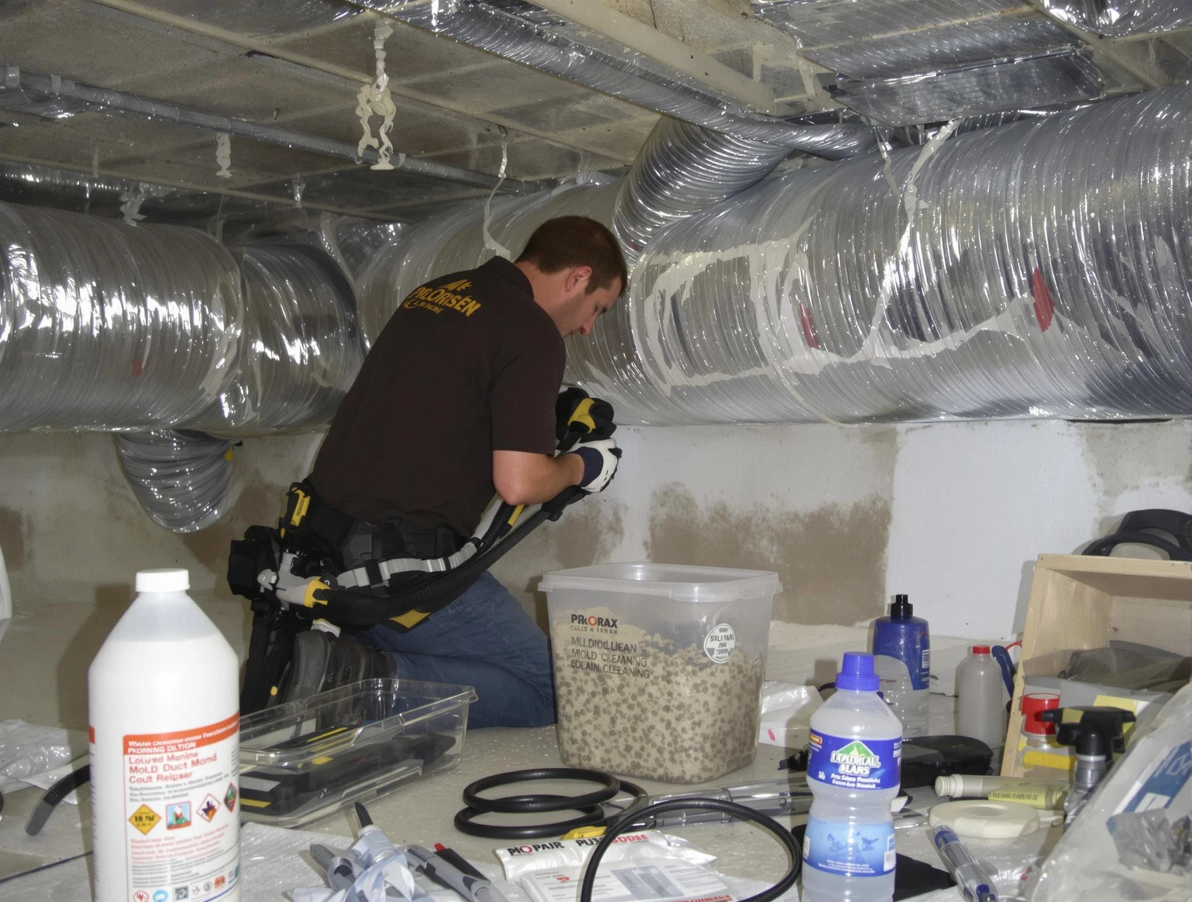 Shelbyville Air Duct Cleaning specialist performing professional mold removal from air ducts in Shelbyville