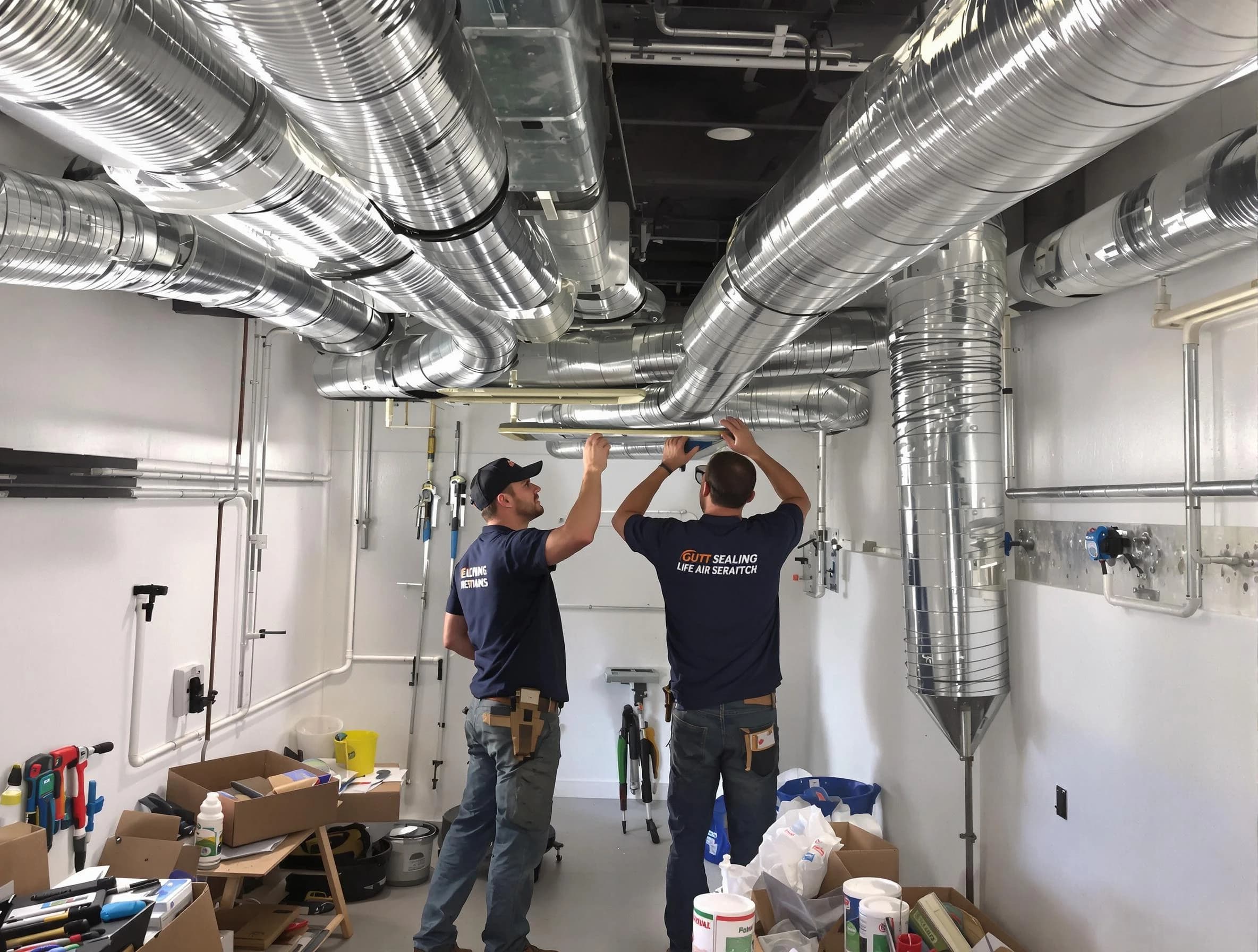 Shelbyville Air Duct Cleaning technician applying professional duct sealing solutions in Shelbyville