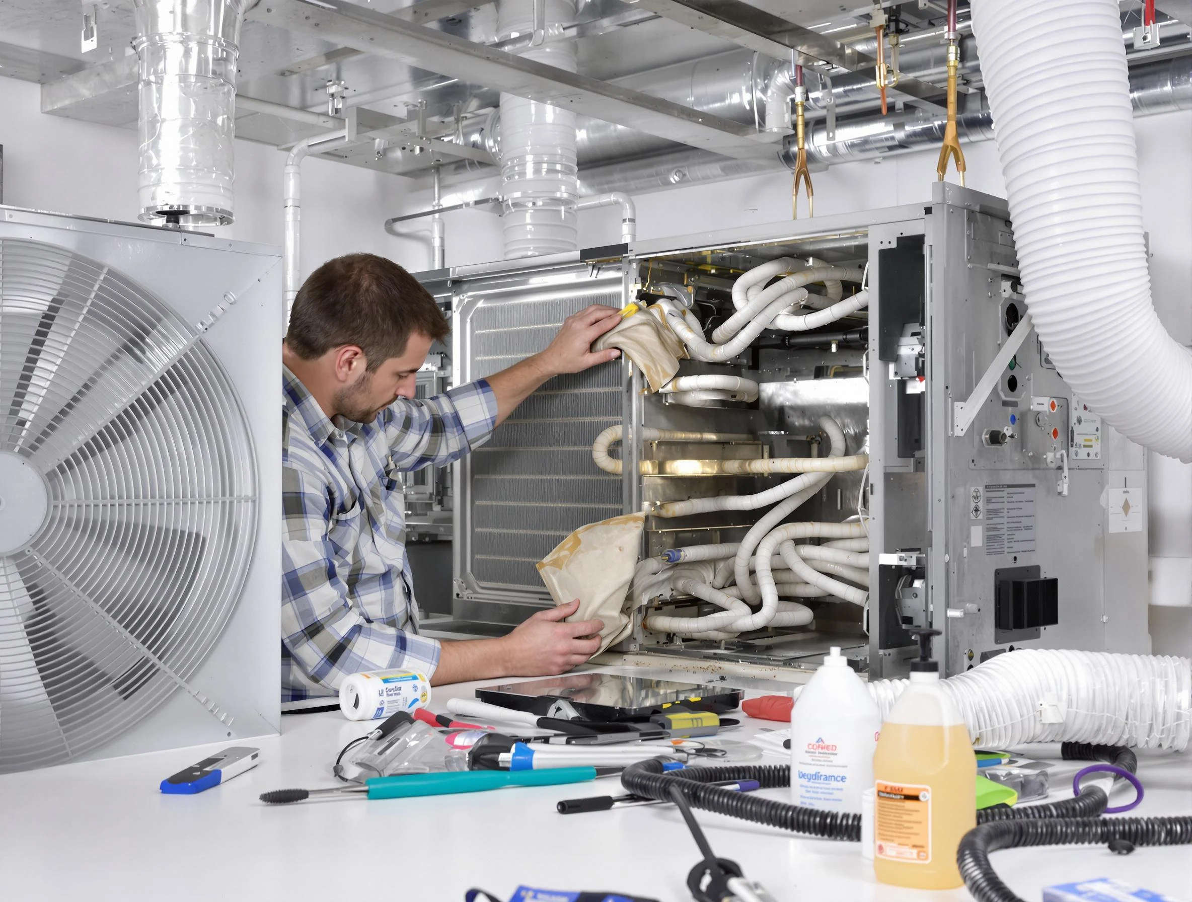 Shelbyville Air Duct Cleaning specialist performing precision AC coil cleaning in Shelbyville