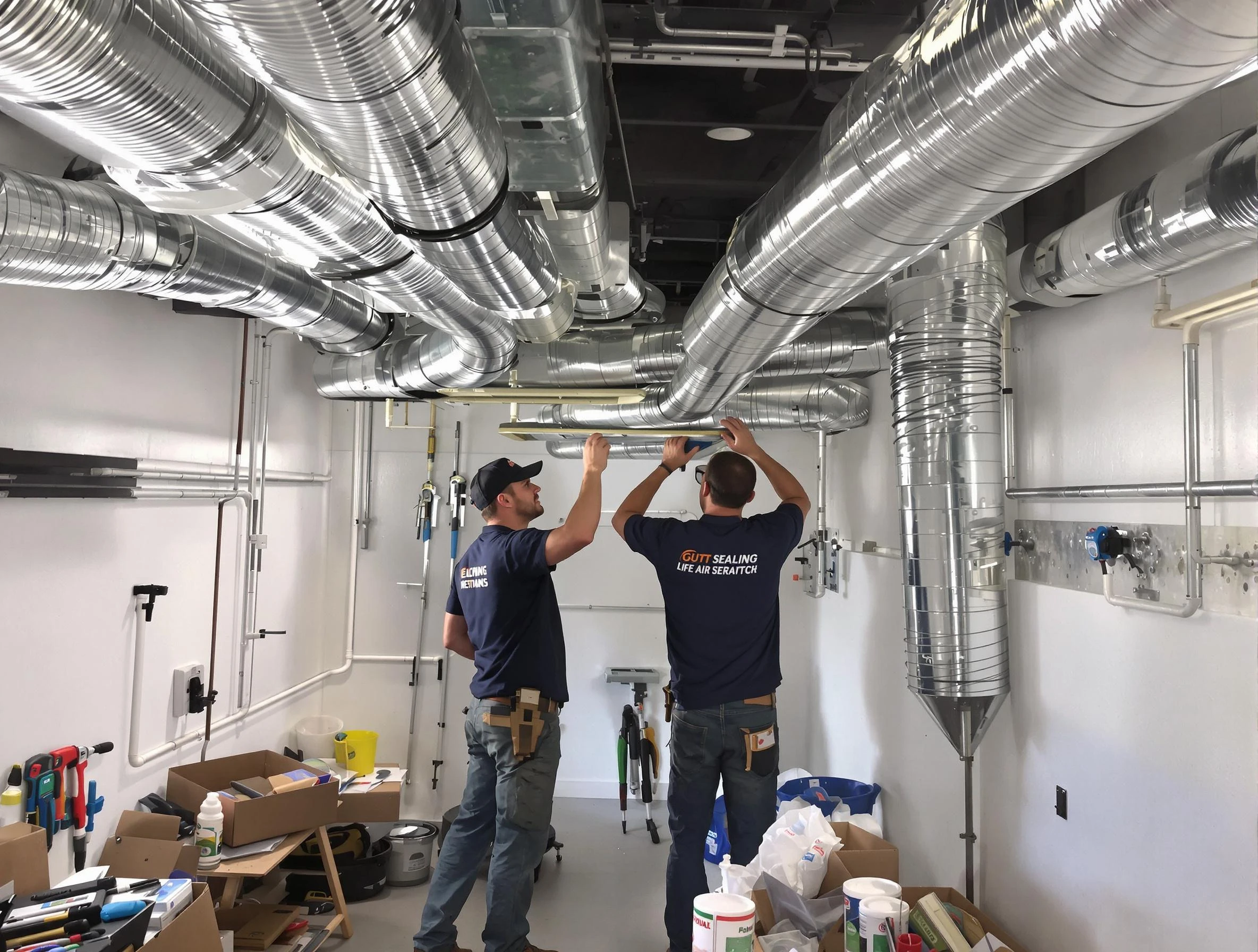 Shelbyville Air Duct Cleaning technician applying professional duct sealing solutions in Shelbyville
